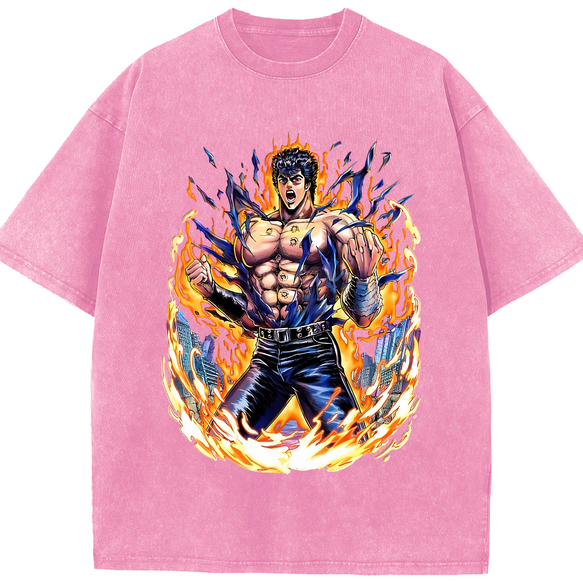 （画像用） 北斗の拳 Fist of the North Star 綿100% ヴィンテージ風 半袖Tシャツ（フロントプリント）